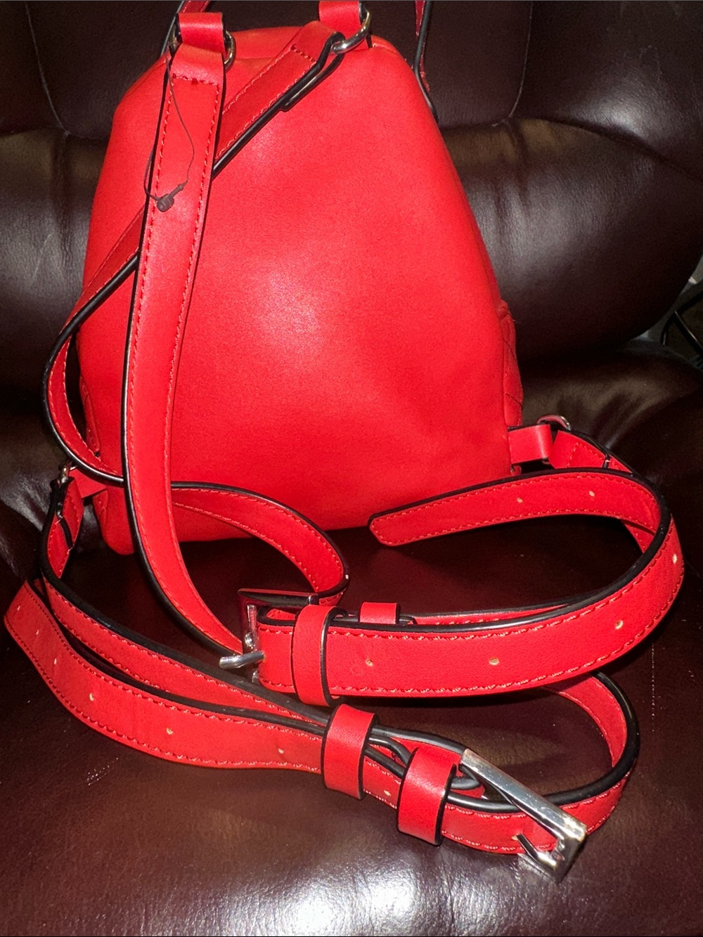G By Guess Red Quilted Mini Backpack - Picture 11 of 16